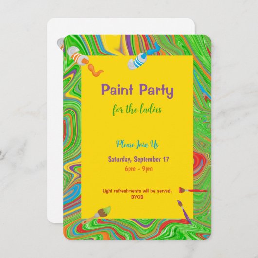 Paint Party for the Ladys Customizable Einladung (Vorne/Hinten)