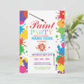 PAINT PARTY INVITE KINDER NEON FUN ART INK BIRTHDA EINLADUNG (Stehend Vorderseite)