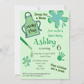 Paint Party Messy Play Party Einladung