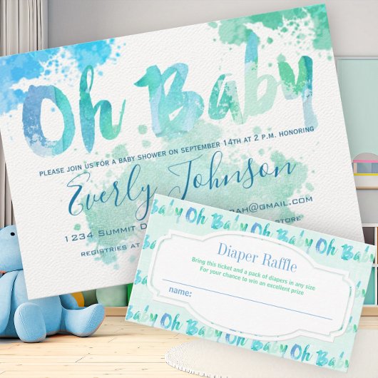 Paint Platsch Watercolor Baby Shower Einladungen