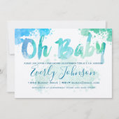 Paint Platsch Watercolor Baby Shower Einladungen (Vorderseite)
