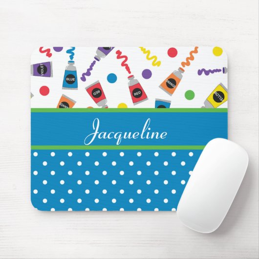 Paint Polka Dots Monogram Maus Pad Mousepad (Mit Mouse)
