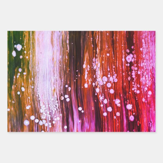 Paint Pour Cells Schwimmen Abstrakt Art Pink Geschenkpapier Set (Vorderseite 3)
