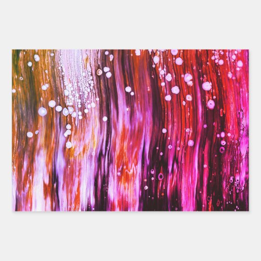 Paint Pour Cells Schwimmen Abstrakt Art Pink Geschenkpapier Set (Vorderseite 2)