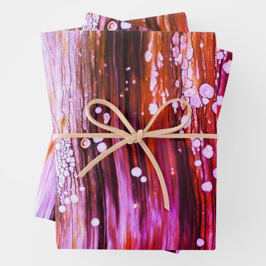 Paint Pour Cells Schwimmen Abstrakt Art Pink Geschenkpapier Set (Beispiel)
