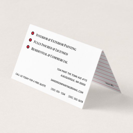 Paint Roller Beruflich Visitenkarten (Rückseite)