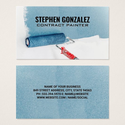 Paint Roller | Blauer Mauer gestrichen (Vorne & Hinten)