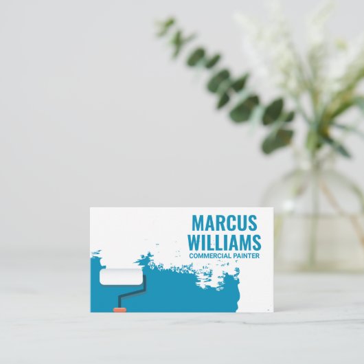 Paint Roller Blue Paint Visitenkarte (Stehend Vorderseite)