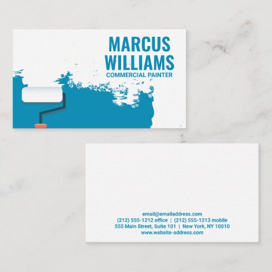 Paint Roller Blue Paint Visitenkarte (Vorne/Hinten)