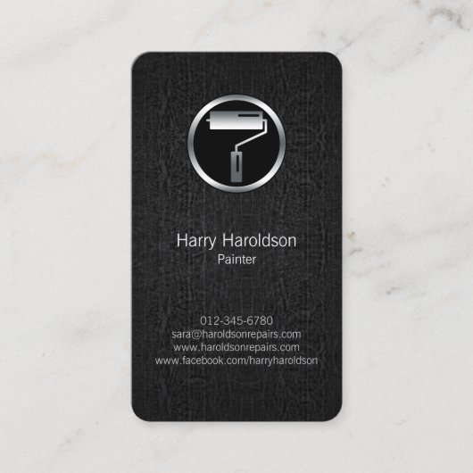 Paint Roller Brush Grunge Painter Business Card Visitenkarte (Vorderseite)