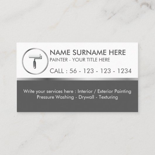 Paint Roller Gray Circle Simple Visitenkarte (Rückseite)