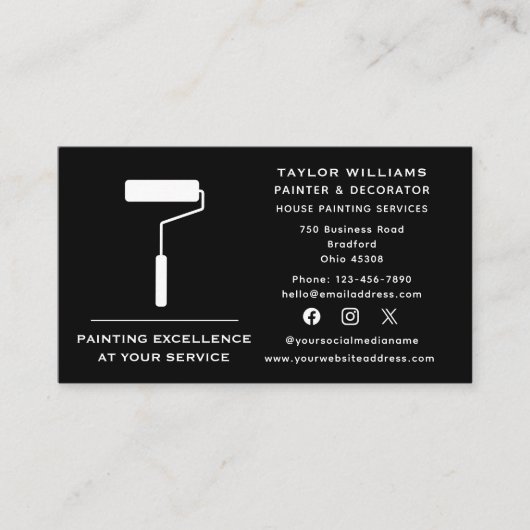 Paint-Roller-House-Maldienstleistungen für soziale Visitenkarte (Vorderseite)