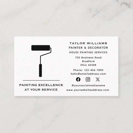 Paint Roller House Painting Services Social Media Visitenkarte (Vorderseite)