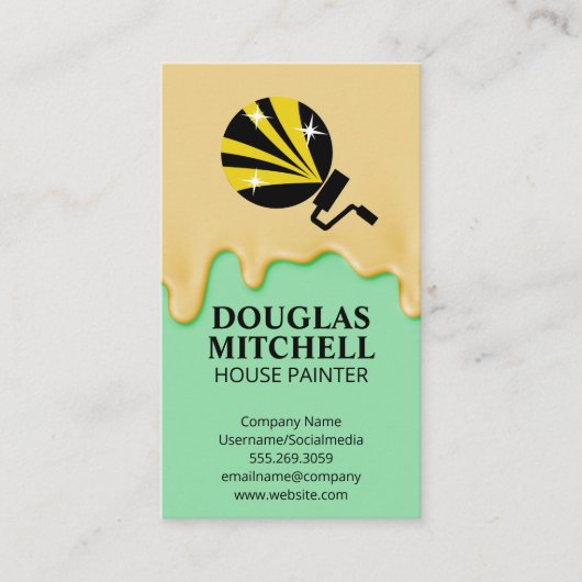 Paint Roller Symbol | Tropffarbe Visitenkarte (Vorderseite)