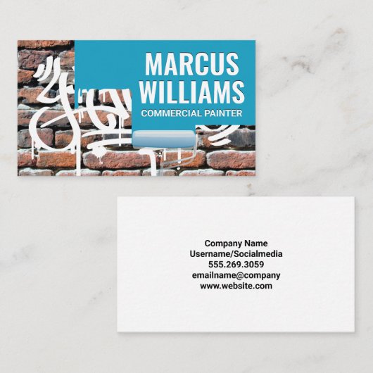 Paint Roller | Ziegelmauer mit Graffiti Visitenkarte (Vorne/Hinten)