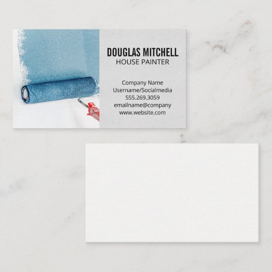 Paint Roller | Zuhause Painter | Blue Paint Visitenkarte (Vorne/Hinten)