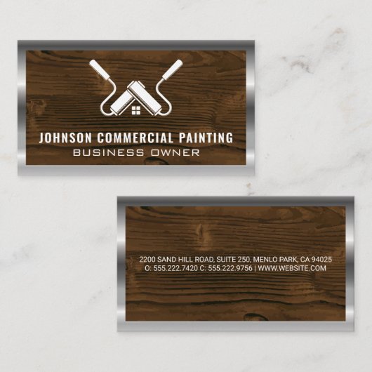 Paint Rollers | Holz und Metall Visitenkarte (Vorne/Hinten)