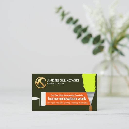 Paint Scraping Roller Pinselstrich Visitenkarte (Stehend Vorderseite)