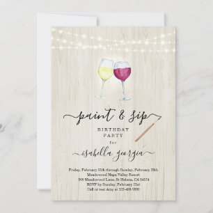Paint & Sip Geburtstag, Junggesellinnenabschied, B Einladung