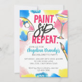 Paint Sip Repeat Bachelorette Art Party Einladung (Vorderseite)
