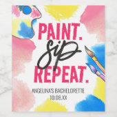 Paint Sip Repeat Bachelorette Gastgeschenk Weinetikett (Einzelnes Label)