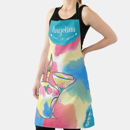 Paint Sip Repeat Monogram Bachelorette Art Party Schürze (InSitu)