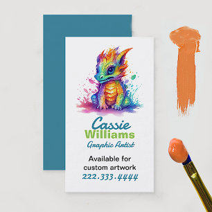 Paint Soaked Baby Dragon Artist Telefonnummerkarte