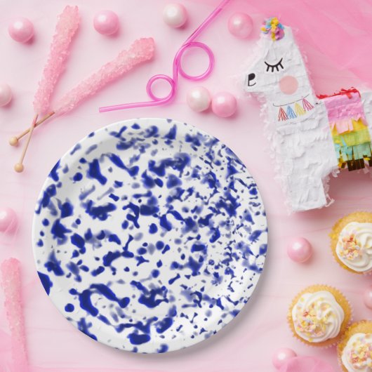 Paint Spatter Blue Pappteller (Party)