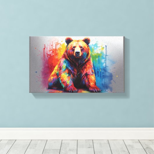 Paint Splash Bear Leinwanddruck (Insitu (Holzboden))