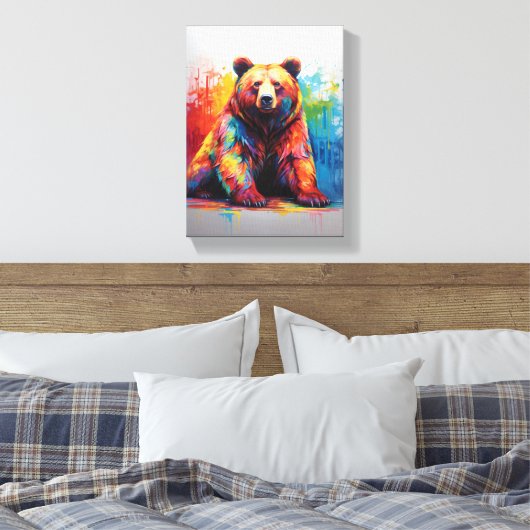 Paint Splash Bear Leinwanddruck (Insitu (Schlafzimmer))