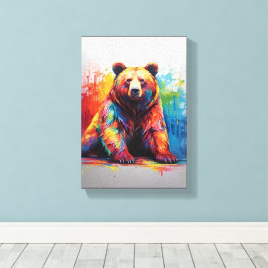 Paint Splash Bear Leinwanddruck (Insitu (Holzboden))