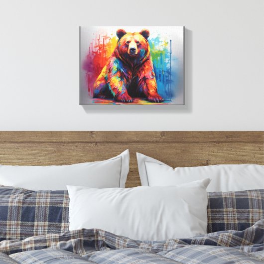 Paint Splash Bear Leinwanddruck (Insitu (Schlafzimmer))