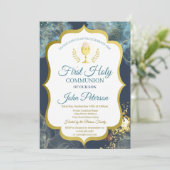 Paint Splash, Chalice Gold Erste heilige Kommune Einladung (Stehend Vorderseite)