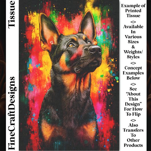 Paint Splash German Shepherd Dog CT2 Decoupage Seidenpapier