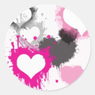 Paint Splash Herz Muster Round Stickers