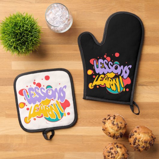  PAINT SPLASH LESSONS LEARN OVEN MITT & POT HOLDER OFENHANDSCHUH & Topflappen-Set (Oben Unten)