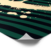 Paint Splash on Green and Black Wavy Background Poster (Ecke)