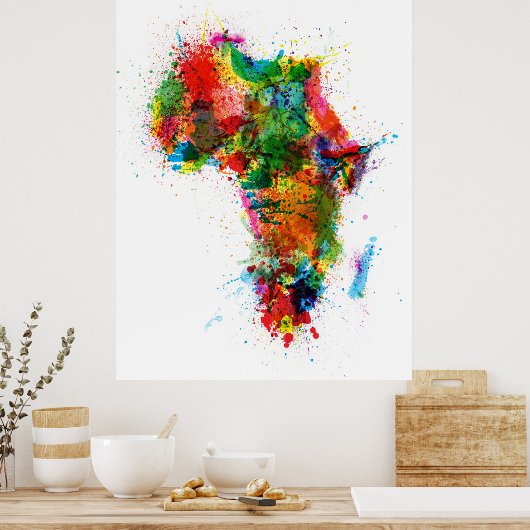 Paint Splashes Karte von Afrika Poster (Küche)