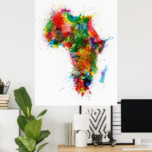 Paint Splashes Karte von Afrika Poster (Heimbüro)