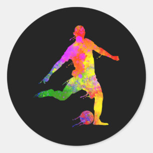 Paint Splashes Soccer Lover Graphic Soccer Player Runder Aufkleber