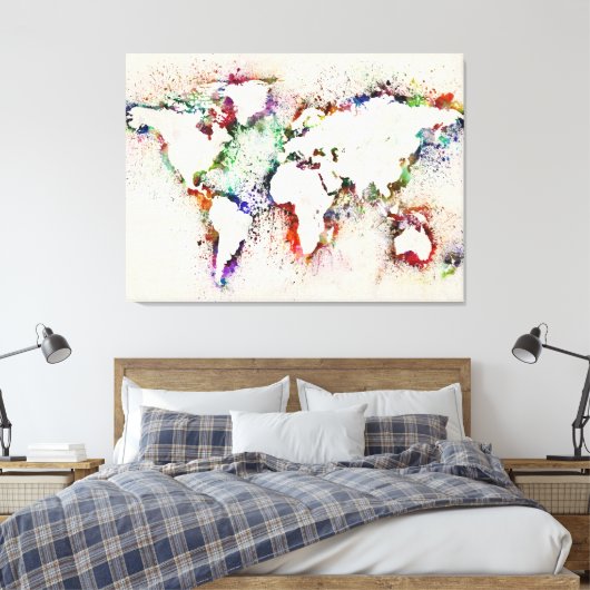 Paint Splashes Text Map of the World Leinwanddruck (Insitu (Schlafzimmer))
