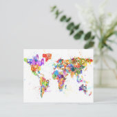 Paint Splashes Text Map of the World Postkarte (Stehend Vorderseite)