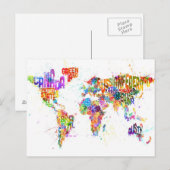 Paint Splashes Text Map of the World Postkarte (Vorne/Hinten)