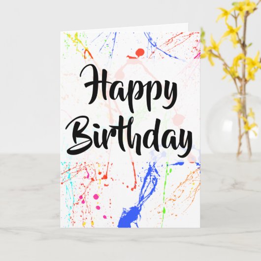Paint Splats Happy Birthday Card Karte (Gelbe Blume)