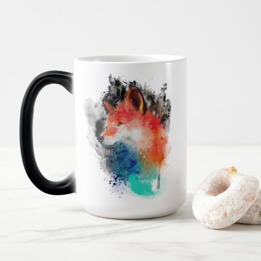 Paint Splatted Fox Verwandlungstasse (Mit Donut)