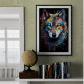 Paint splatted Wolf | Poster
