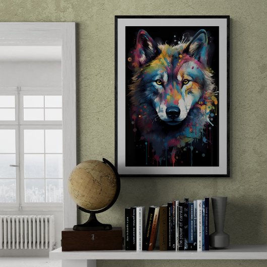 Paint splatted Wolf | Poster