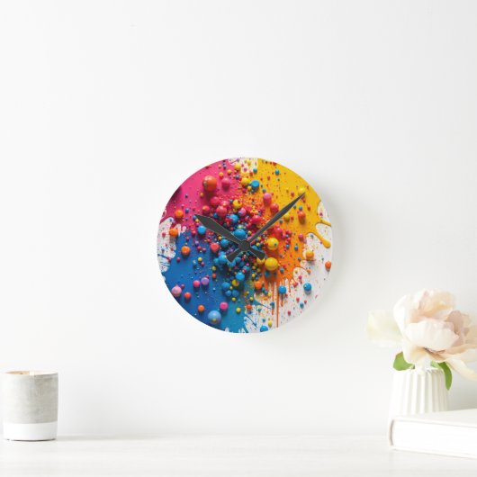 Paint Splatter Clock Runde Wanduhr (Zuhause)