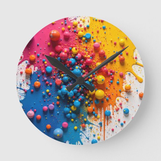 Paint Splatter Clock Runde Wanduhr (Vorderseite)