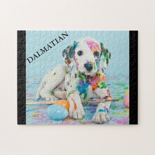 PAINT SPLATTERED DALMATINER PUPPY PUZZLE. JIGSAW P PUZZLE (Horizontal)